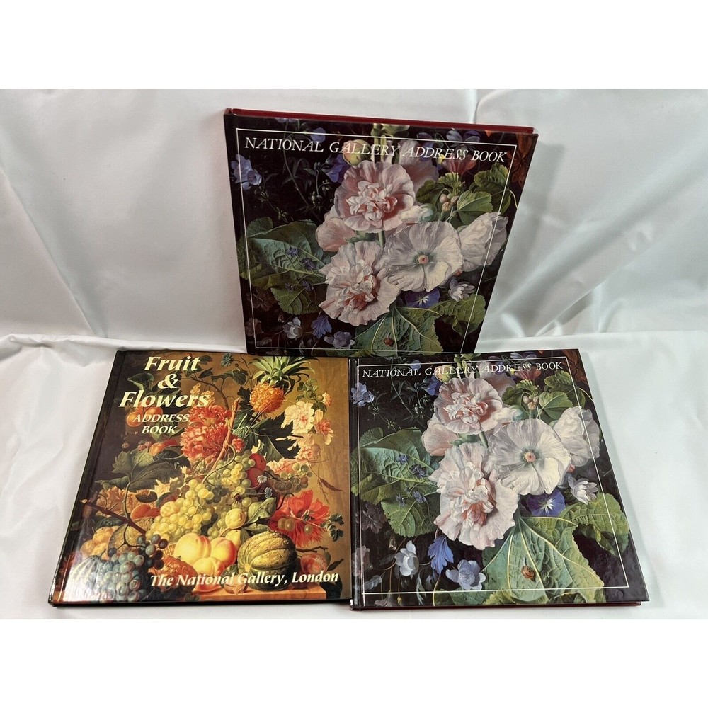3 of VTG National Gallery Fruit & Flowers Address Book Retro 8” Hardcover London